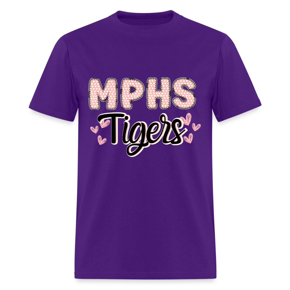 MPHS Tigers Heart Patchwork T-Shirt | GILDAN 5000 - purple
