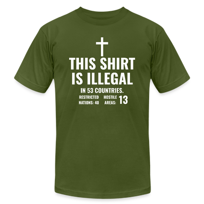 Illegal Shirt Jersey T-Shirt by Bella + Canvas - olive