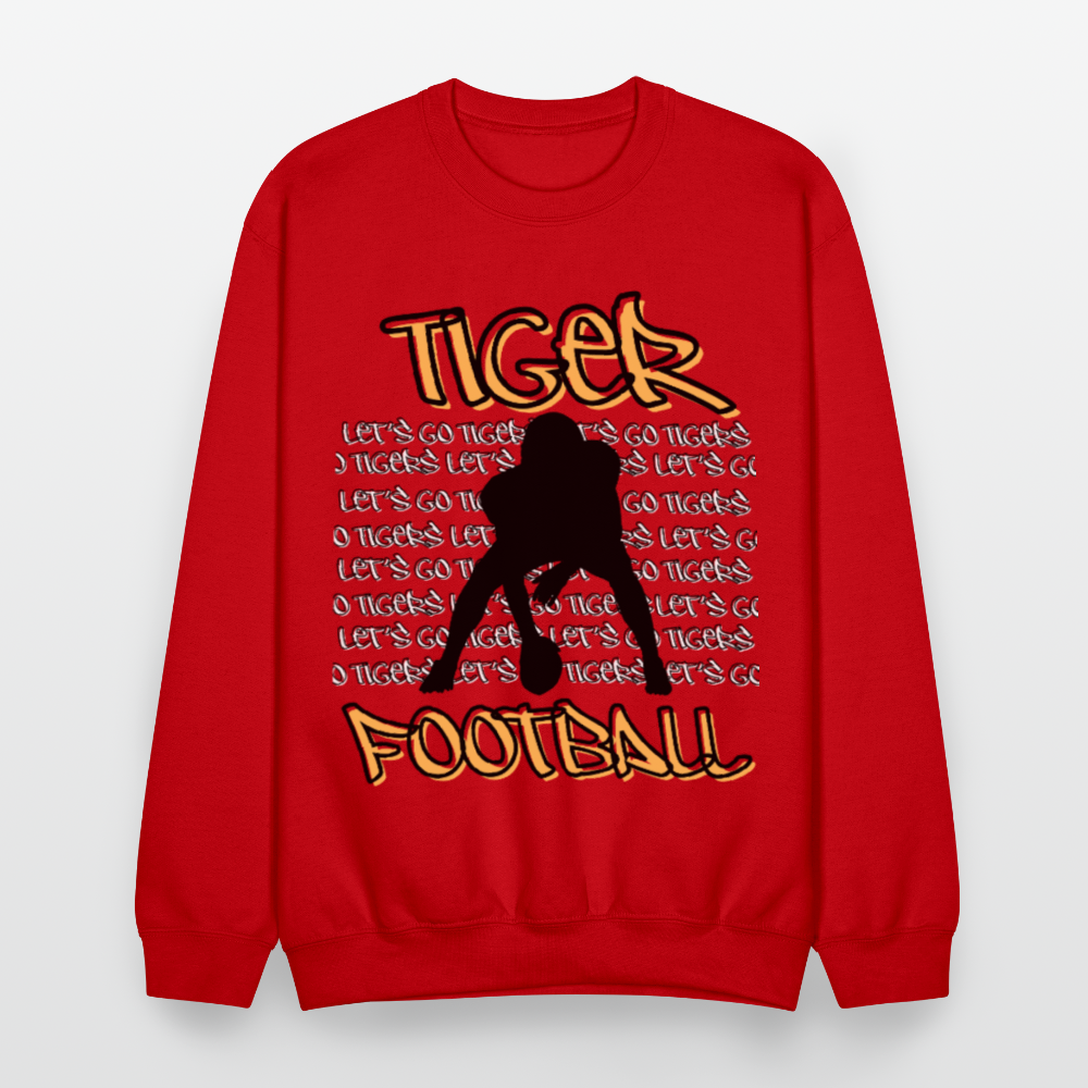 Tiger Football, Let's Go Tigers! Crewneck Sweatshirt - red