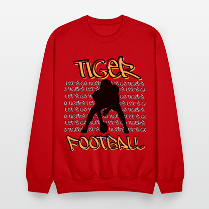 Tiger Football, Let's Go Tigers! Crewneck Sweatshirt - red