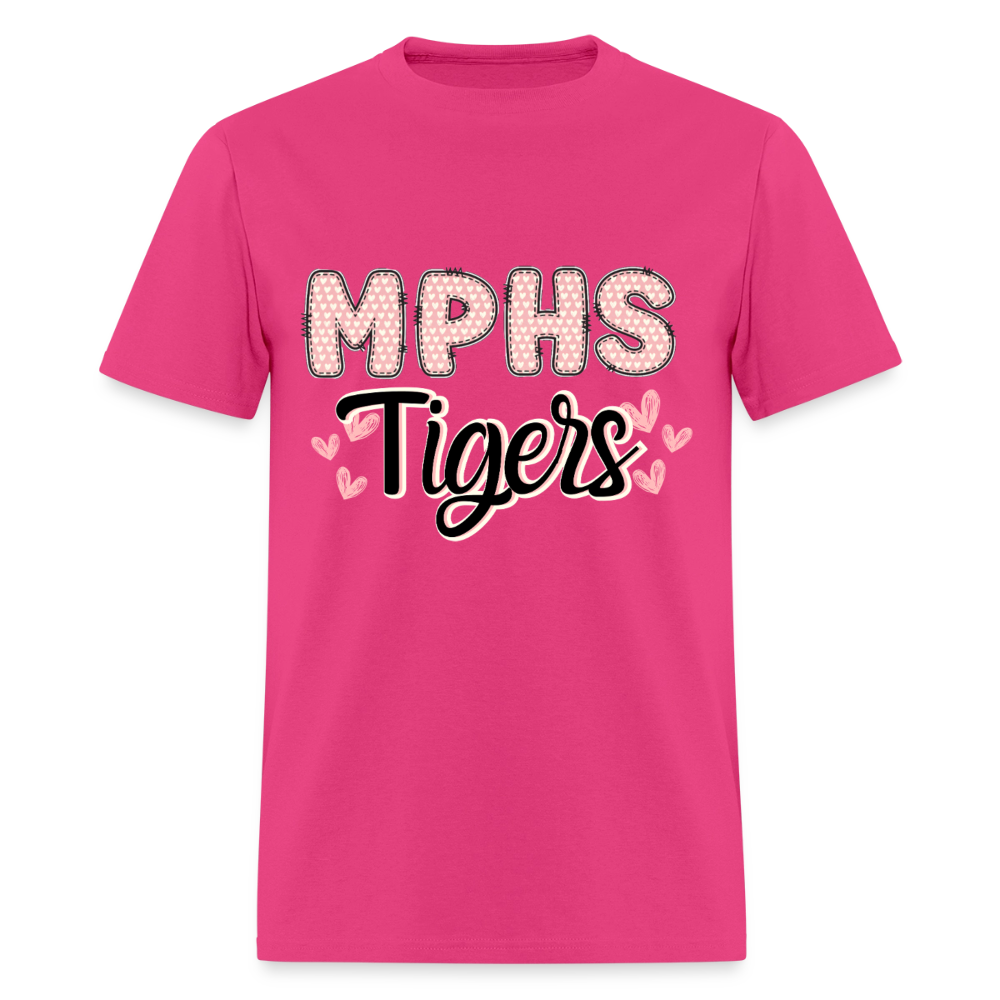 MPHS Tigers Heart Patchwork T-Shirt | GILDAN 5000 - fuchsia