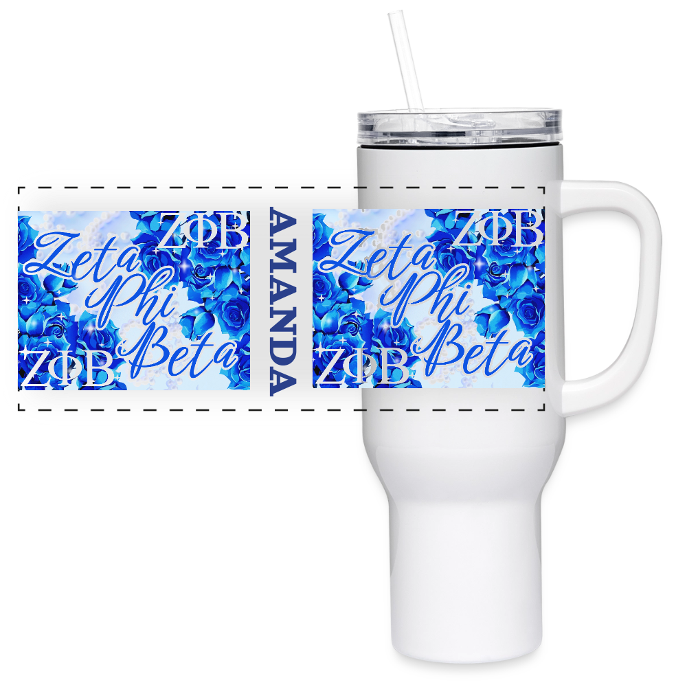 Customizable Zeta Phi Beta 40oz Travel Tumbler - white