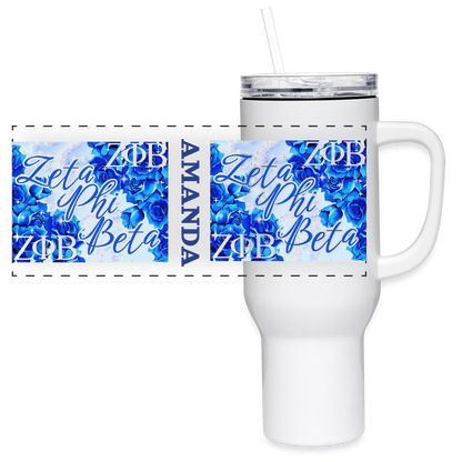 Customizable Zeta Phi Beta 40oz Travel Tumbler - white