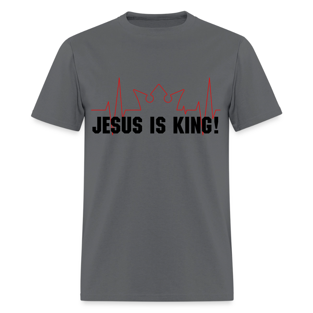 Jesus is King Men's T-Shirt | GILDAN 5000 - charcoal
