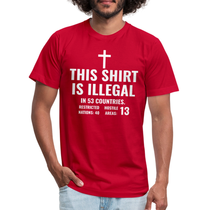 Illegal Shirt Jersey T-Shirt by Bella + Canvas - red