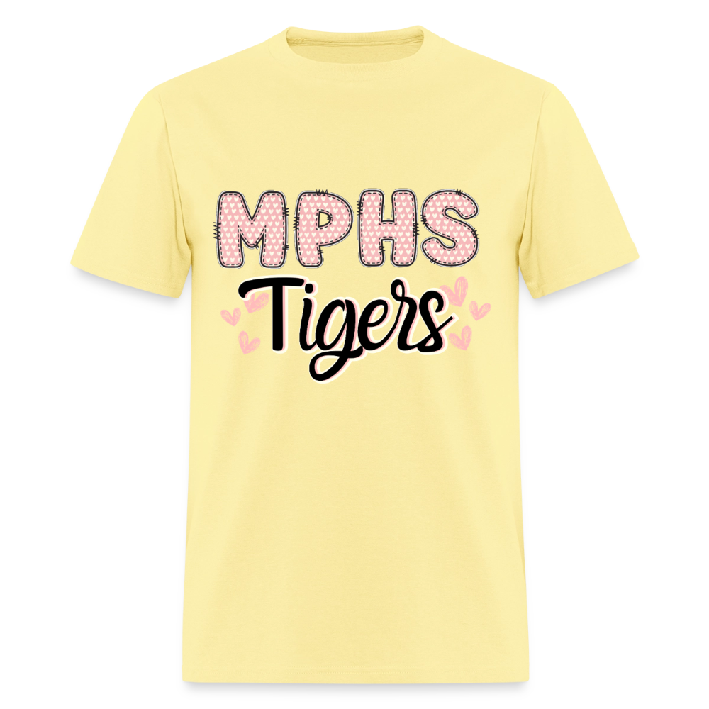 MPHS Tigers Heart Patchwork T-Shirt | GILDAN 5000 - cornsilk