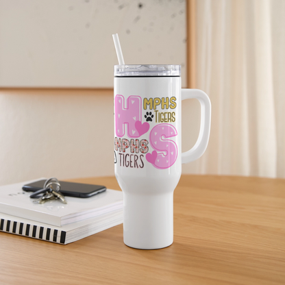 MPHS Tigers Banner 40 oz Travel Tumbler - white