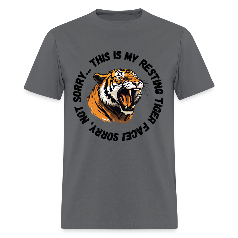 Resting Tiger Face 2 T-Shirt | GILDAN 5000 - charcoal