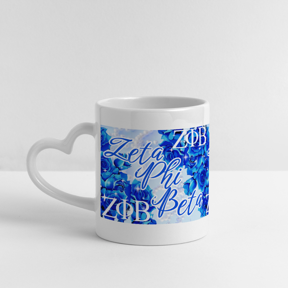 Zeta Phi Beta Mug with Heart Handle - white