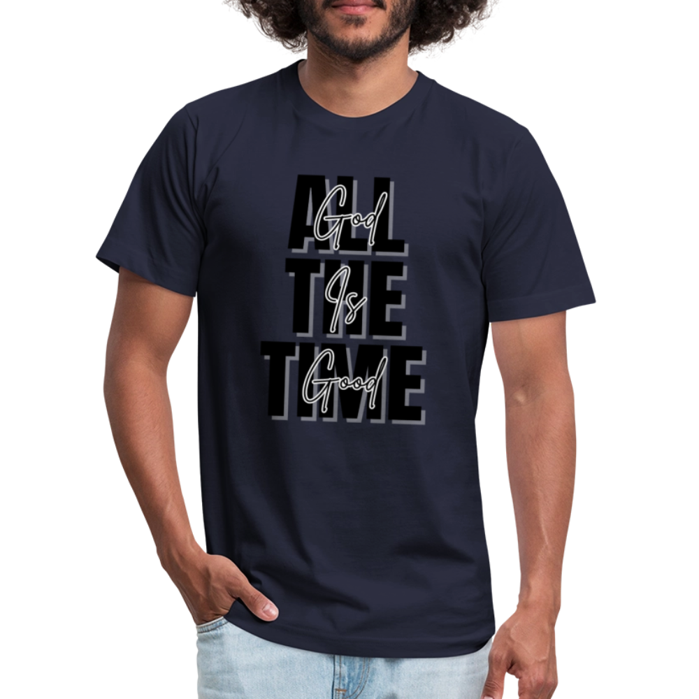 God is Good Unisex Jersey T-Shirt by Bella + Canvas - navy