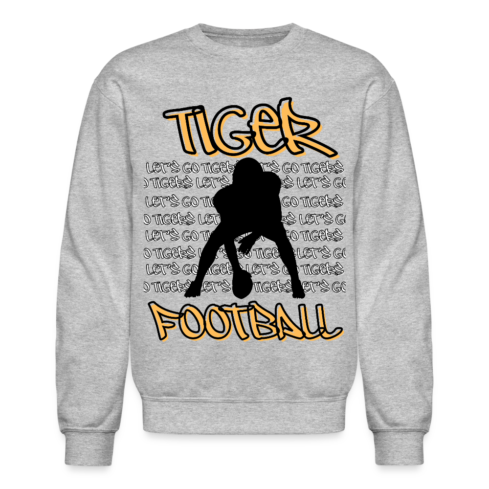 Tiger Football, Let's Go Tigers! Crewneck Sweatshirt - heather gray