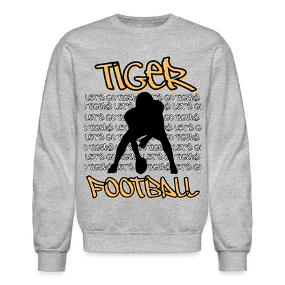Tiger Football, Let's Go Tigers! Crewneck Sweatshirt - heather gray