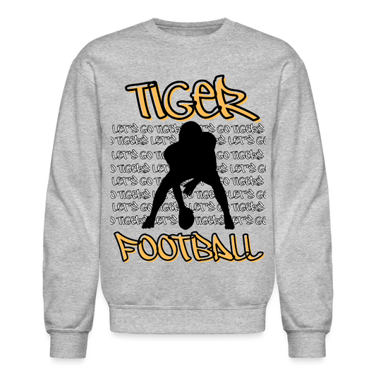 Tiger Football, Let's Go Tigers! Crewneck Sweatshirt - heather gray