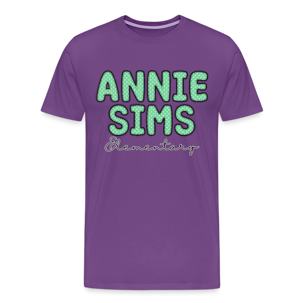 Annie Sims Polka Dots Premium Adult T-Shirt - purple
