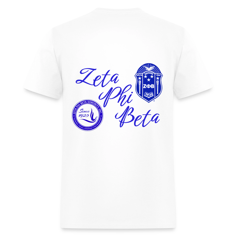 Customizable Zeta Phi Beta T-Shirt | GILDAN 5000 - white