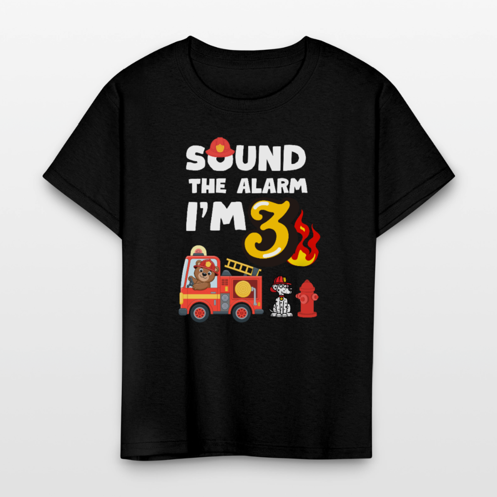 Sound the Alarm I'm 3 Kids' T-Shirt - black