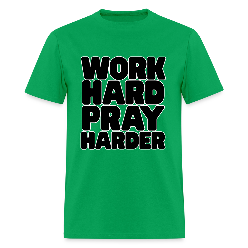 Work Hard Pray Harder T-Shirt | GILDAN 5000 - bright green