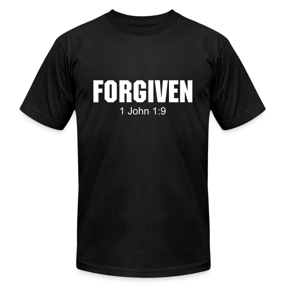 Forgiven 1 John 1:9 Unisex Jersey T-Shirt by Bella + Canvas - black
