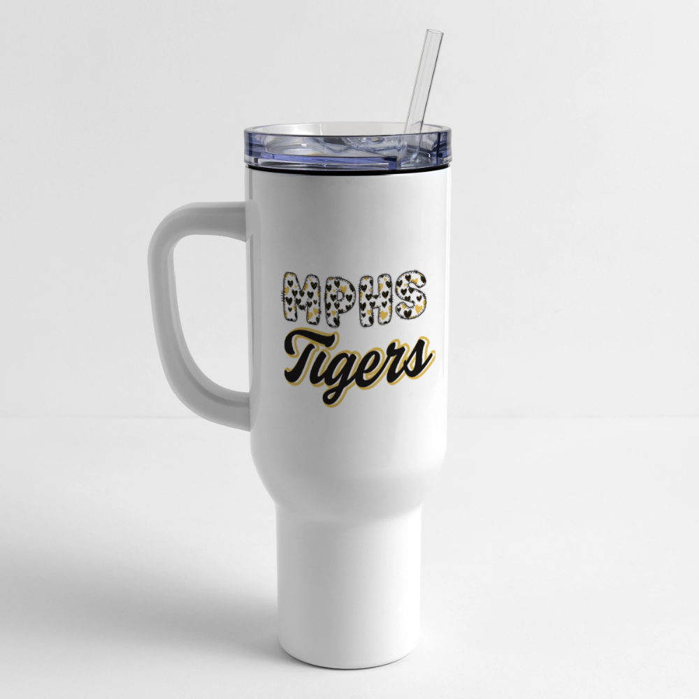 MPHS Black & Gold Love/ We Love Our Tigers 40 oz Travel Tumbler - white