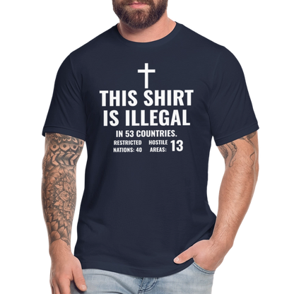 Illegal Shirt Jersey T-Shirt by Bella + Canvas - navy