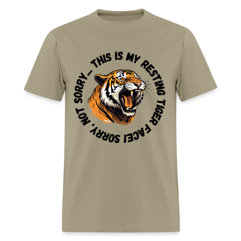 Resting Tiger Face 2 T-Shirt | GILDAN 5000 - khaki