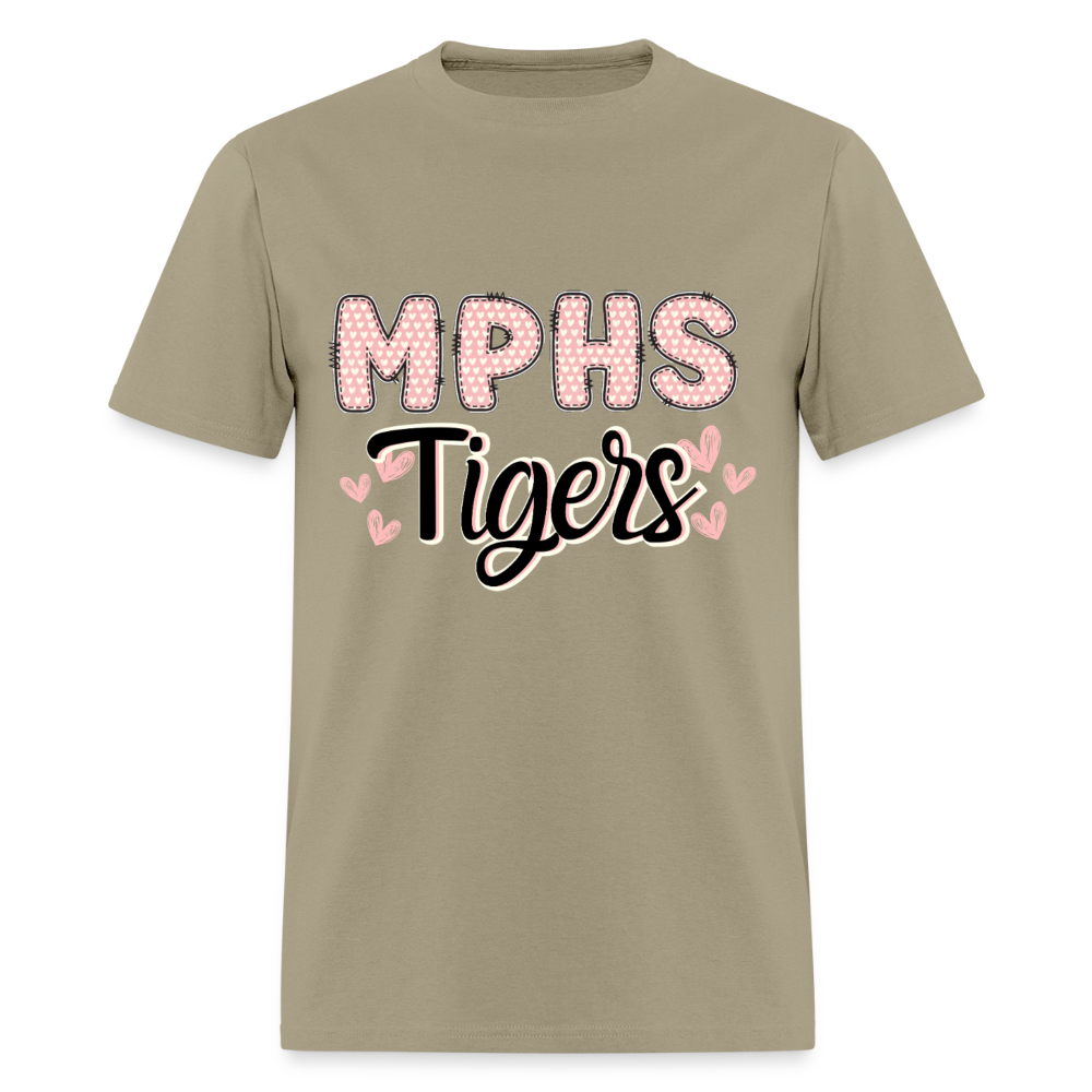 MPHS Tigers Heart Patchwork T-Shirt | GILDAN 5000 - khaki
