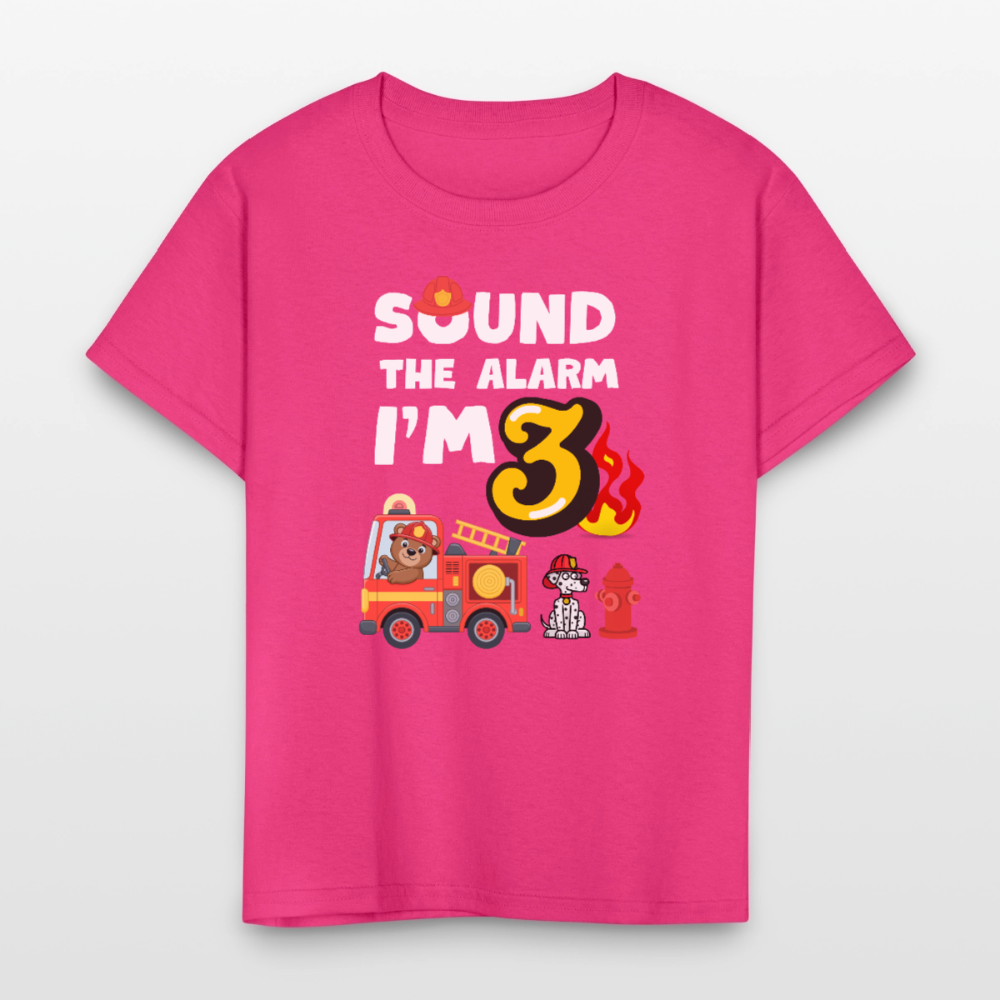 Sound the Alarm I'm 3 Kids' T-Shirt - fuchsia