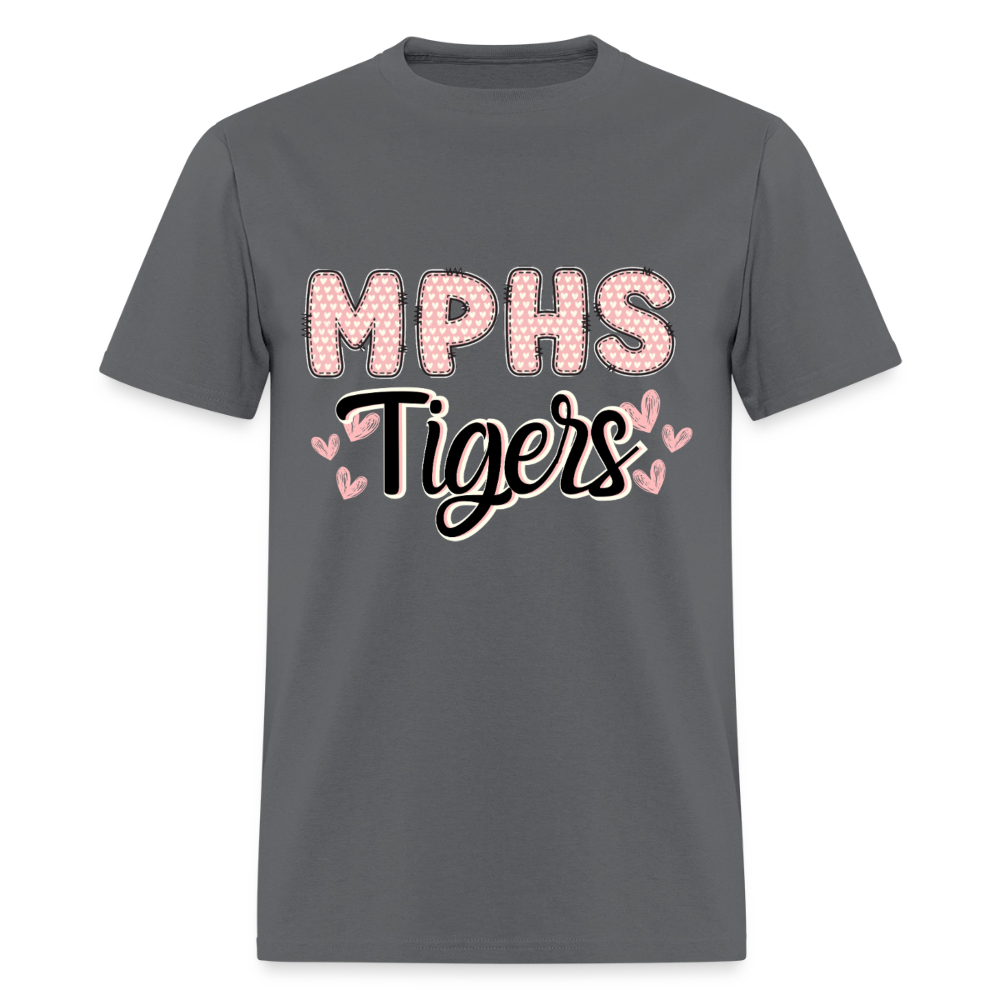 MPHS Tigers Heart Patchwork T-Shirt | GILDAN 5000 - charcoal