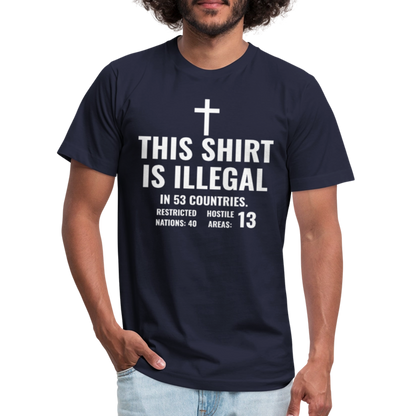 Illegal Shirt Jersey T-Shirt by Bella + Canvas - navy