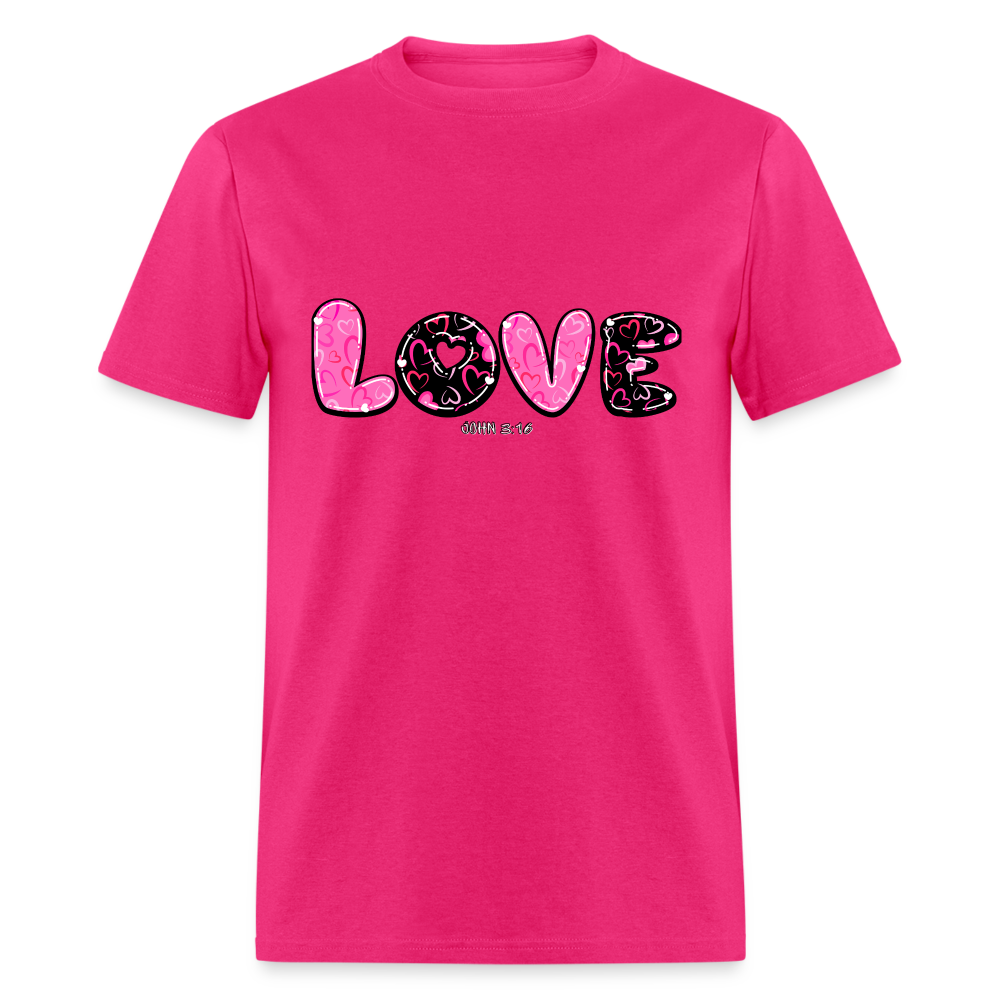 John 3:16 Pink and Black Classic T-Shirt - fuchsia