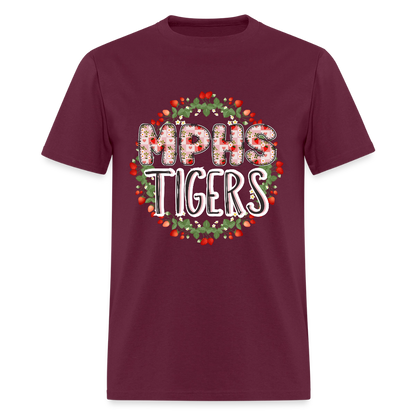 MPHS Berry Special Care in Feeding Our Tigers T-Shirt | GILDAN 5000 - burgundy