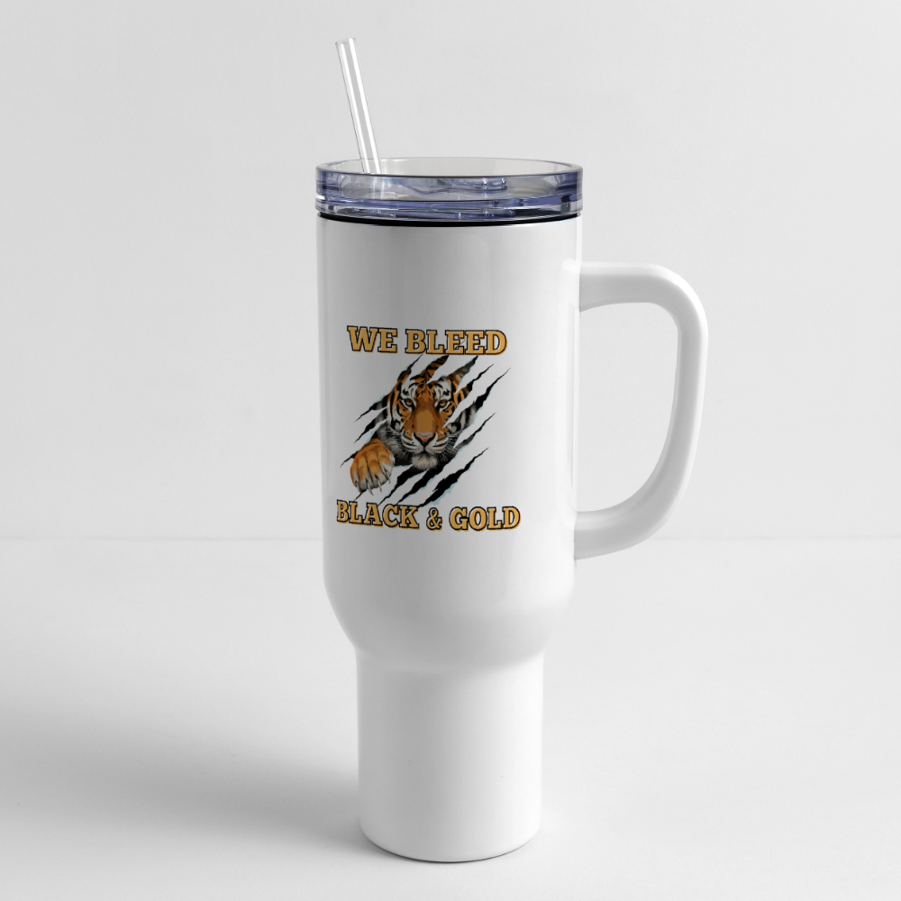 Customizable MP Tigers Bleed Black & Gold 40 oz Travel Tumbler - white