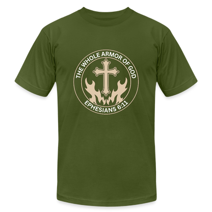 Ephesians 6:11 Unisex Jersey T-Shirt by Bella + Canvas - olive