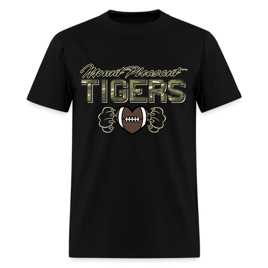 MP Tigers Camo Paws Football T-Shirt | GILDAN 5000 - black