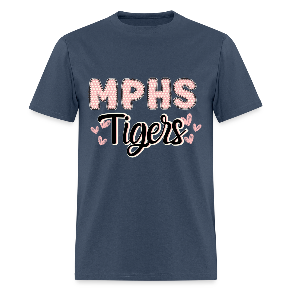 MPHS Tigers Heart Patchwork T-Shirt | GILDAN 5000 -  blue dusk