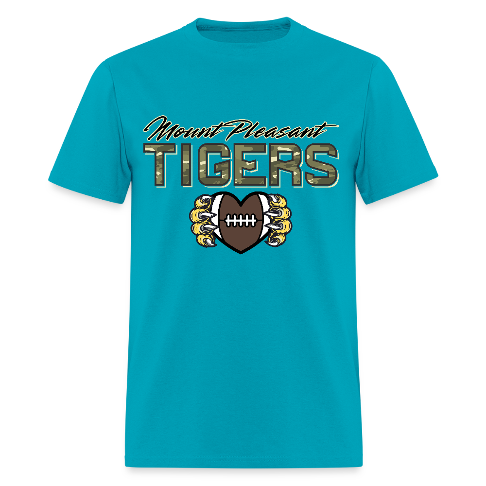 MP Tiger Camo Football Love T-Shirt | GILDAN 5000 - turquoise