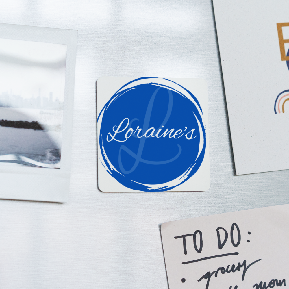 Loraine's Square Magnet - white