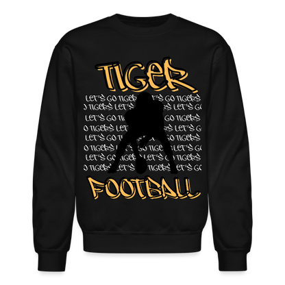 Tiger Football, Let's Go Tigers! Crewneck Sweatshirt - black