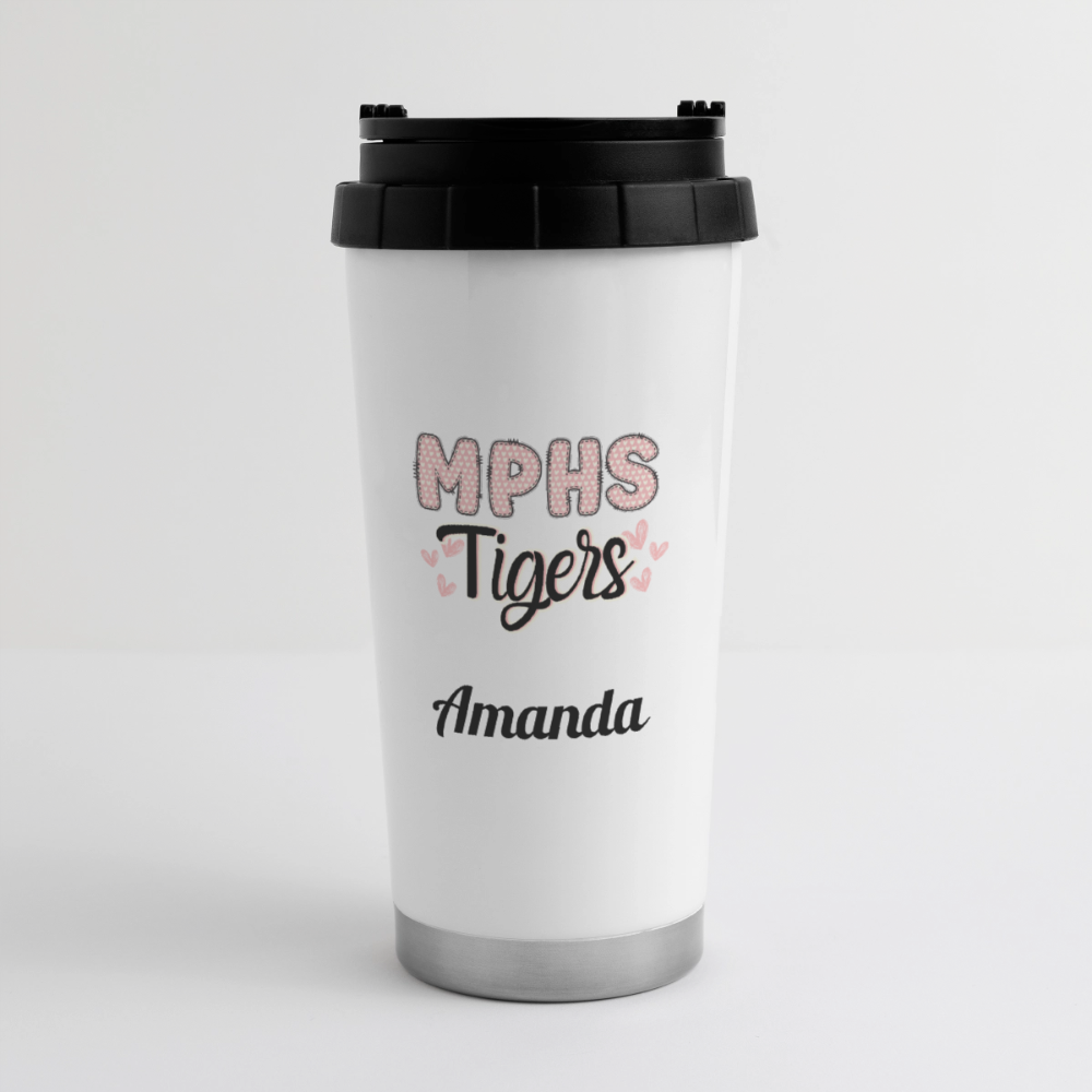 Customizable MPHS Tigers Hearts 16 oz Travel Mug - white