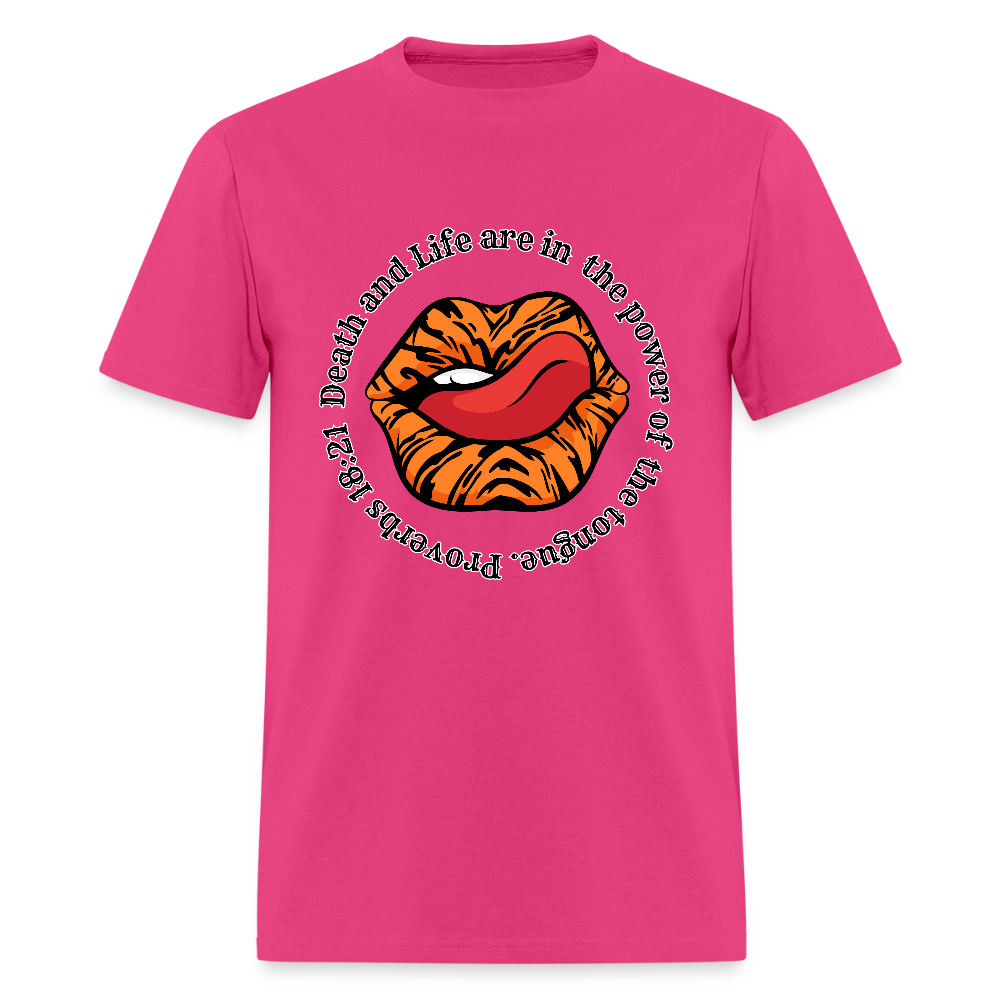 Proverbs 18:21 Tiger  T-Shirt - fuchsia