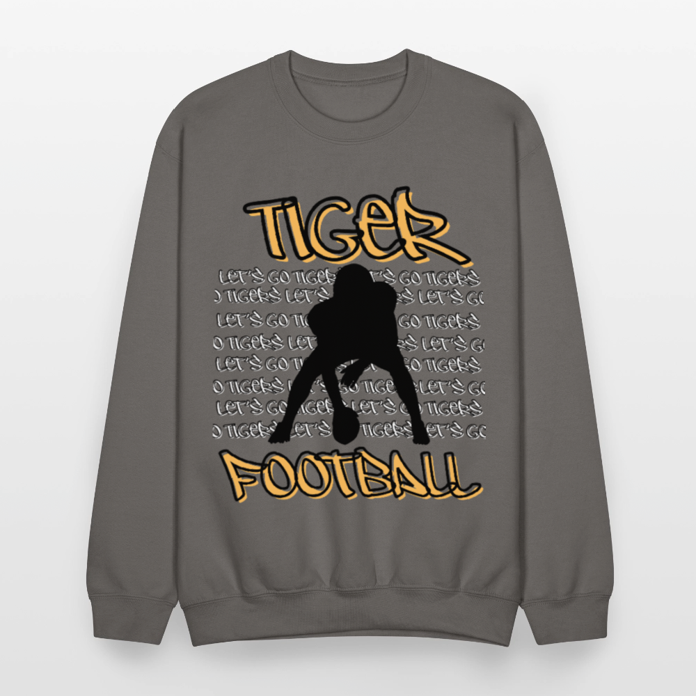 Tiger Football, Let's Go Tigers! Crewneck Sweatshirt - asphalt gray