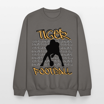 Tiger Football, Let's Go Tigers! Crewneck Sweatshirt - asphalt gray