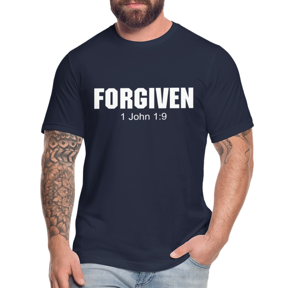 Forgiven 1 John 1:9 Unisex Jersey T-Shirt by Bella + Canvas - navy