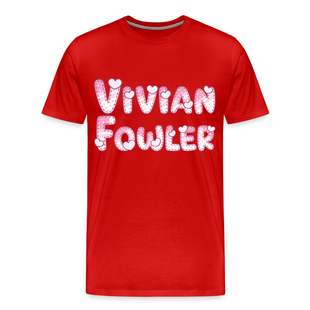 Vivian Fowler Hearts Premium Adult T-Shirt - red