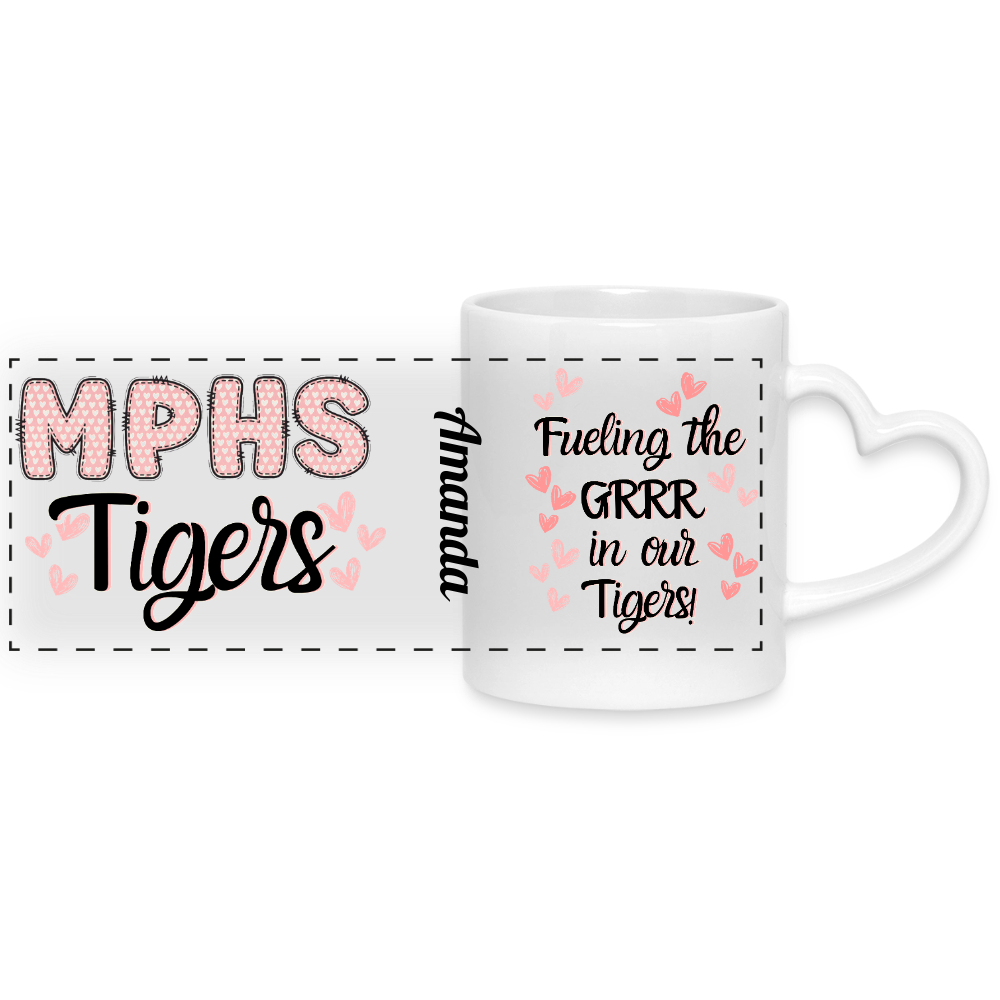 Customizable MPHS Fueling the GRRR Mug with Heart Handle - white