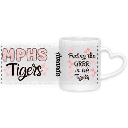 Customizable MPHS Fueling the GRRR Mug with Heart Handle - white