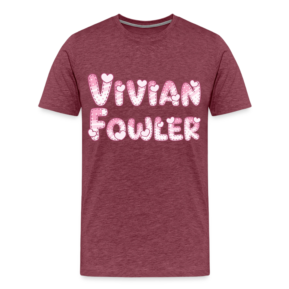 Vivian Fowler Hearts Premium Adult T-Shirt - heather burgundy