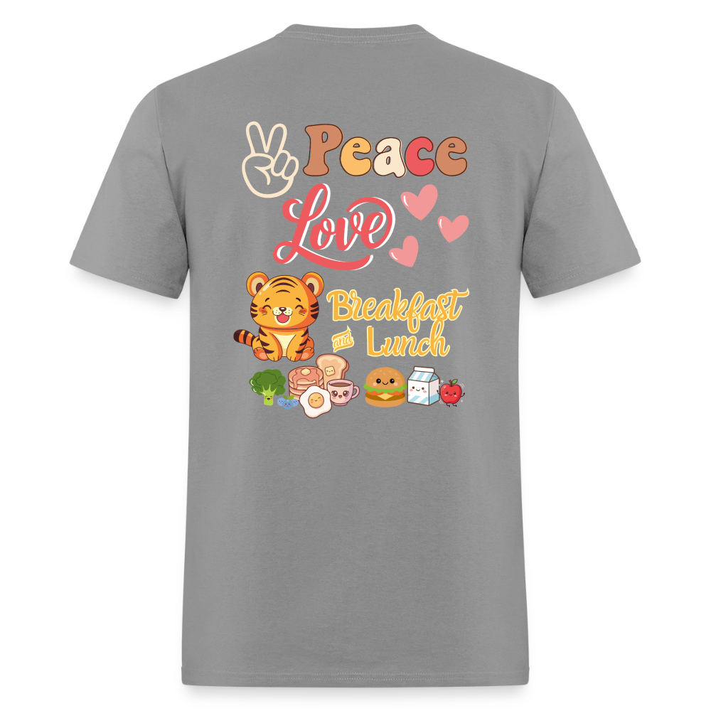 Peace Love Breakfast & Lunch Tiger T-Shirt | GILDAN 5000 - rock