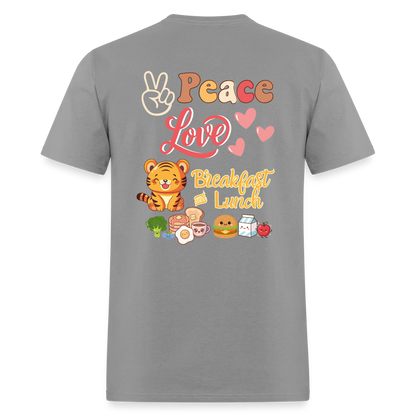 Peace Love Breakfast & Lunch Tiger T-Shirt | GILDAN 5000 - rock