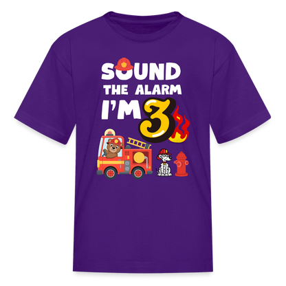 Sound the Alarm I'm 3 Kids' T-Shirt - purple